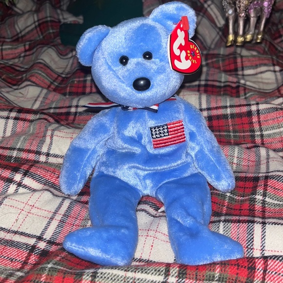 Ty Beanie Baby 2001 "America" Blue Rare Retired Errors Red Cross in memory 9/11 - Picture 1 of 10